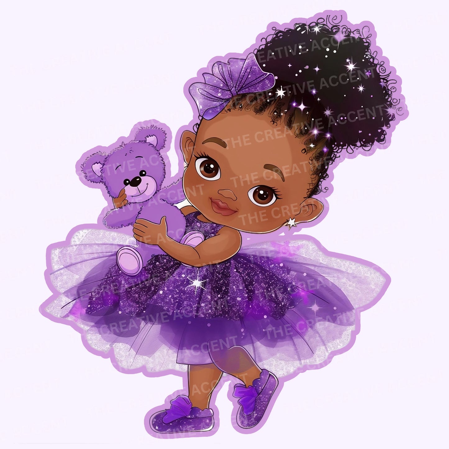 Purple Glitter Black Baby Princess in Tutu Clipart, 13 PNG
