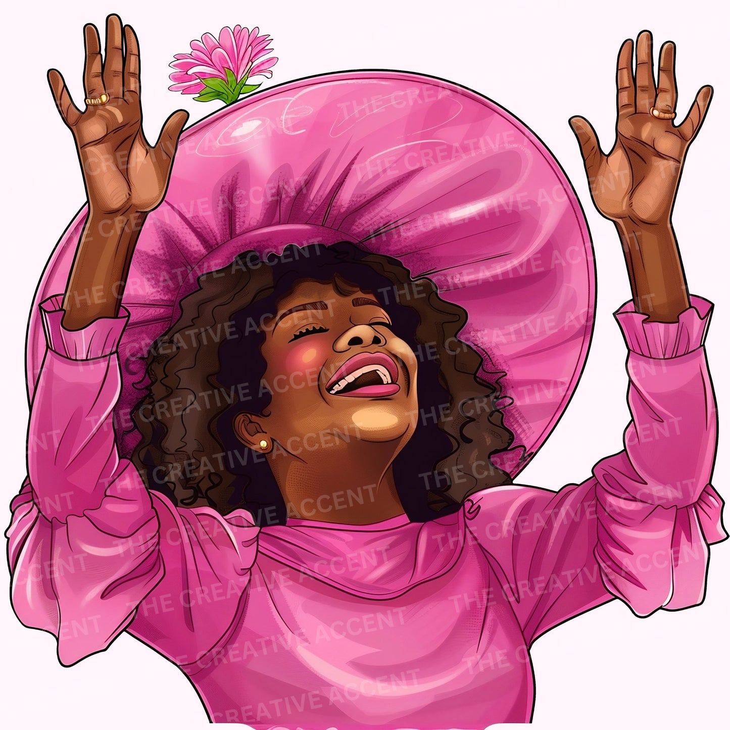 Church Woman Praising Clipart, 13 PNG, Black Church Girl in Praise Prayer, Religious Sisters praying, flower hat, faith lord, Gospel Singer
