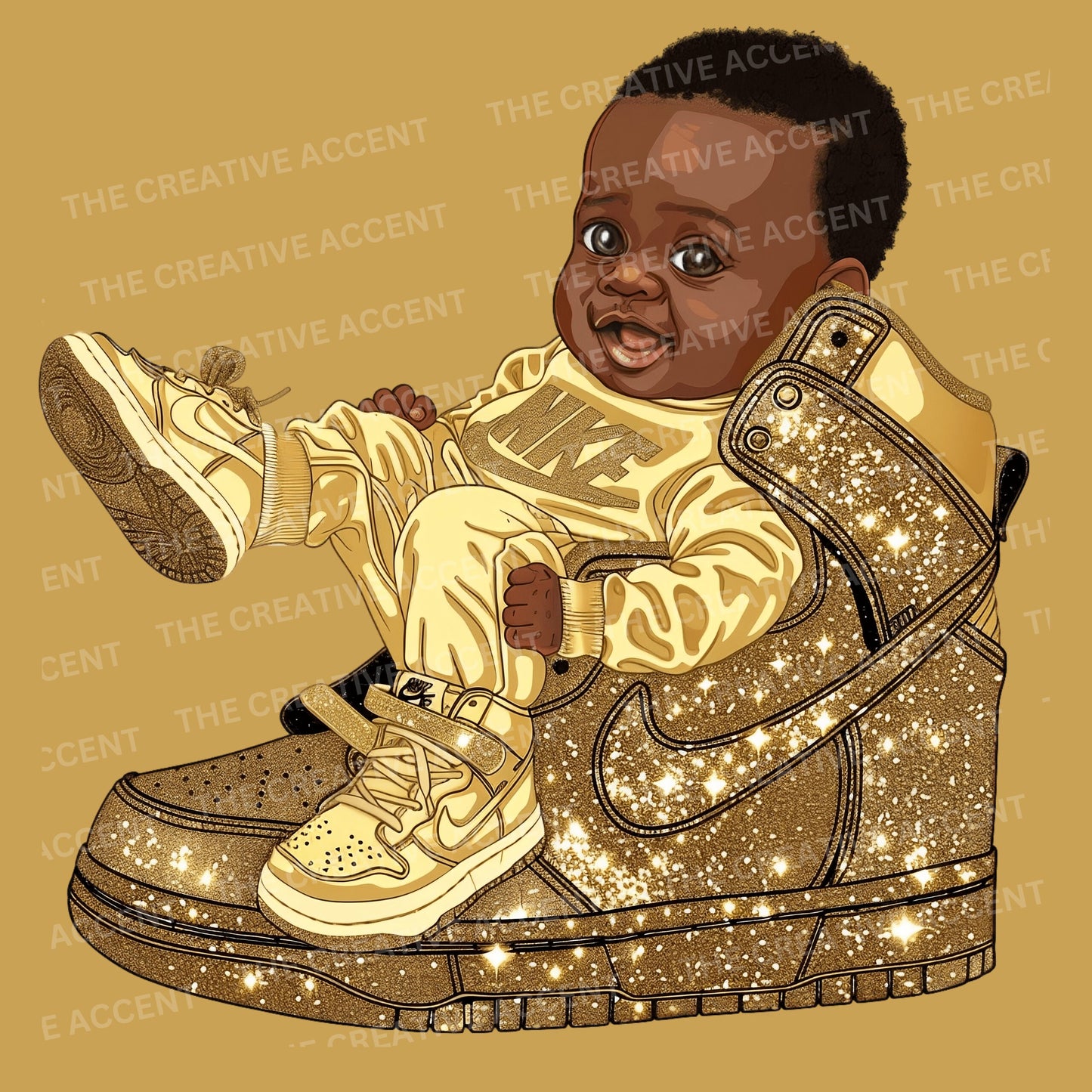 Silver and Gold Gender Reveal Clipart, Black Babies, 5 PNG, Black Baby Shower Theme