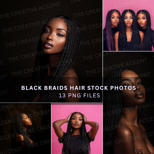 Black Hair Stock Photos, Braids, 13 PNG, Box Braiding Stylist Ai Images, Luxury Beauty Salon, Supply Hairstyle, Natural Girl Photography