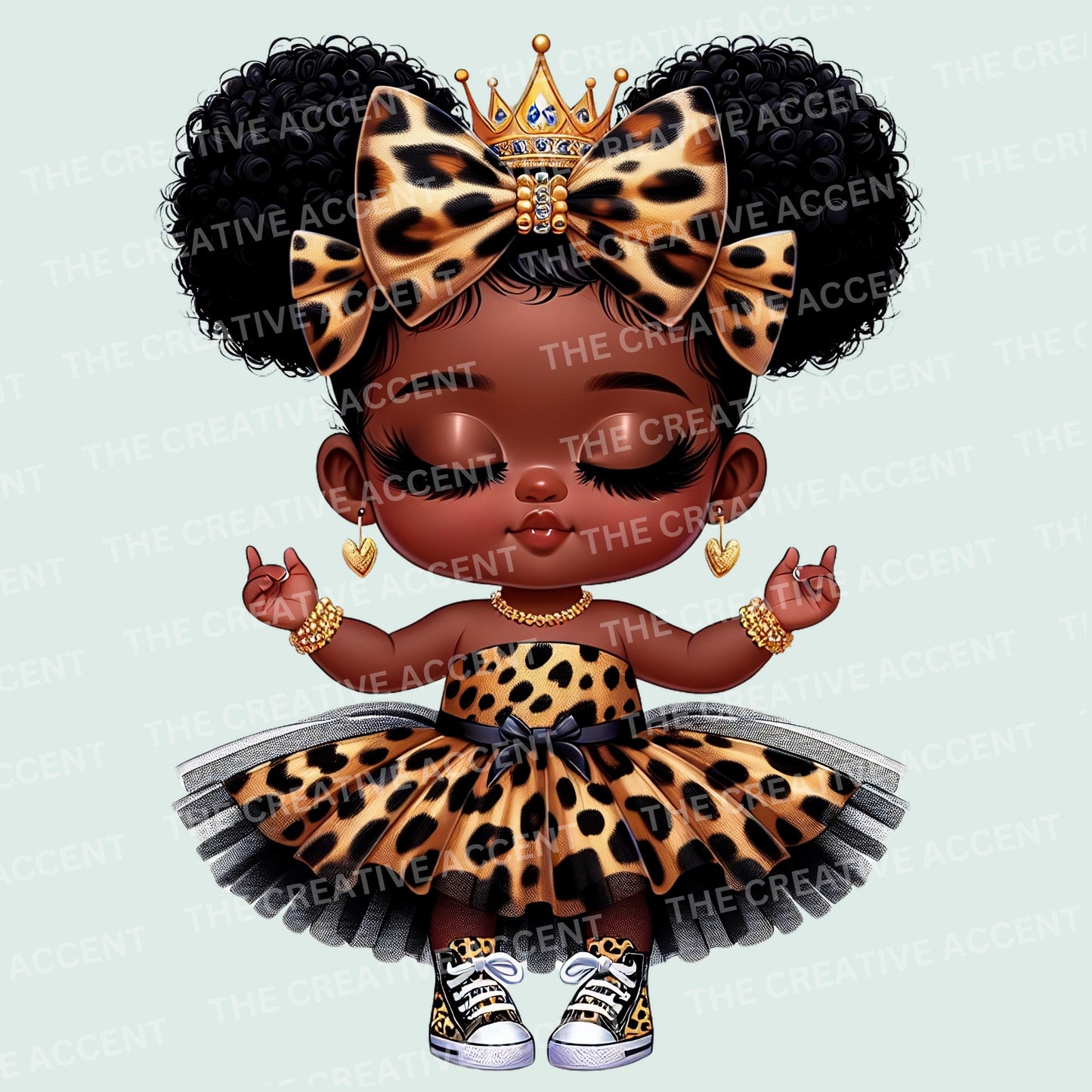 Black Safari Baby Girl Princess Clipart, 5 PNG, Little Animal Print, Cheetah, Leopard Cow Baby Shower, Bows, Wild One Jungle Birthday Decor