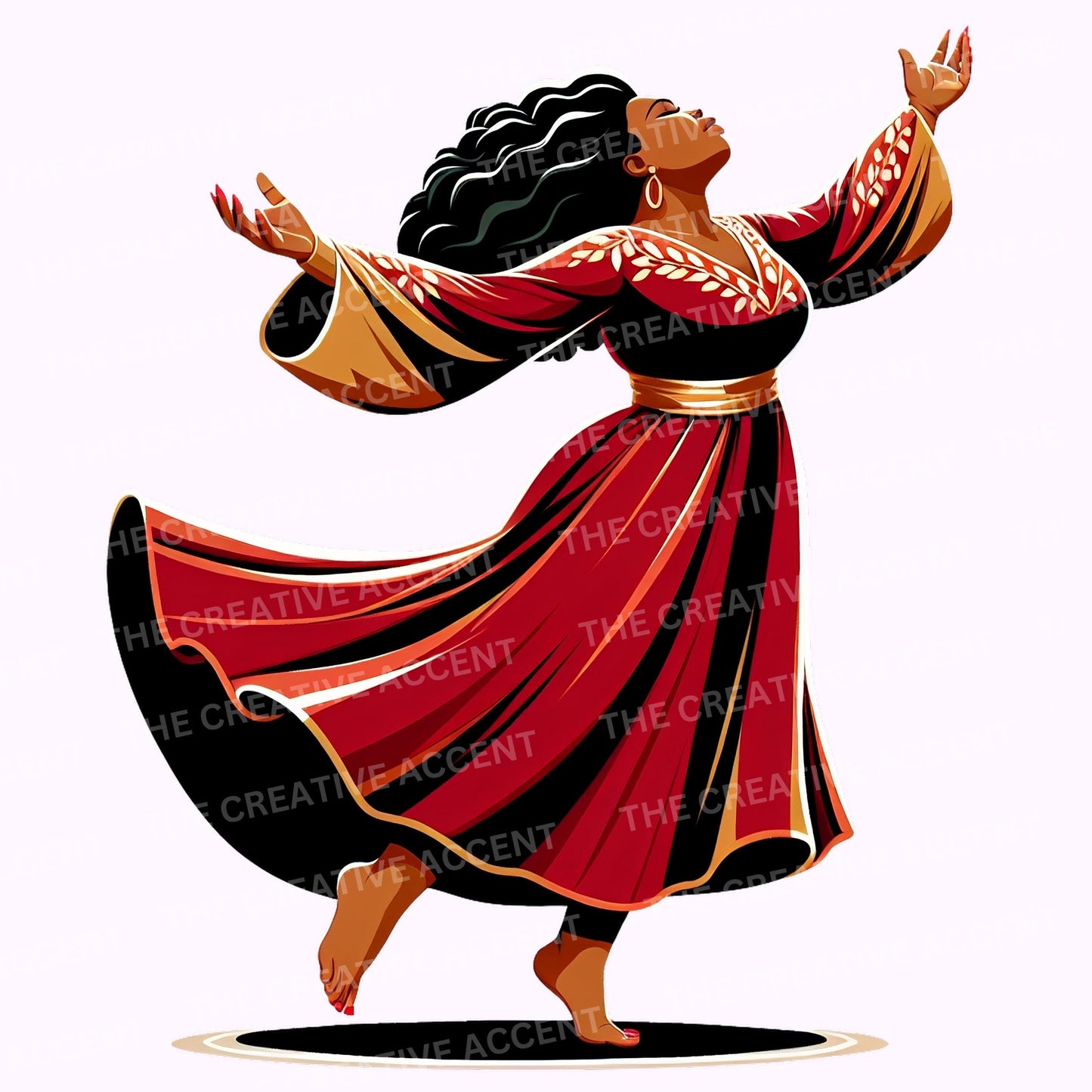 Praise Dancer Clipart, 6 PNG, Black Women Gospel Dress Dancing, Liturgical Dance Show, Church Performance, Worship Flyer, Faith art, Praying