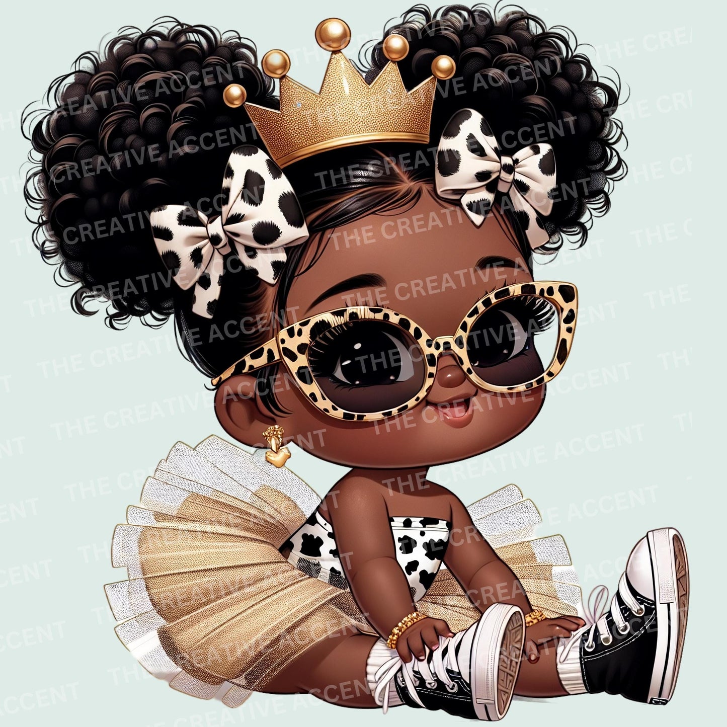 Black Safari Baby Girl Princess Clipart, 5 PNG, Little Animal Print, Cheetah, Leopard Cow Baby Shower, Bows, Wild One Jungle Birthday Decor
