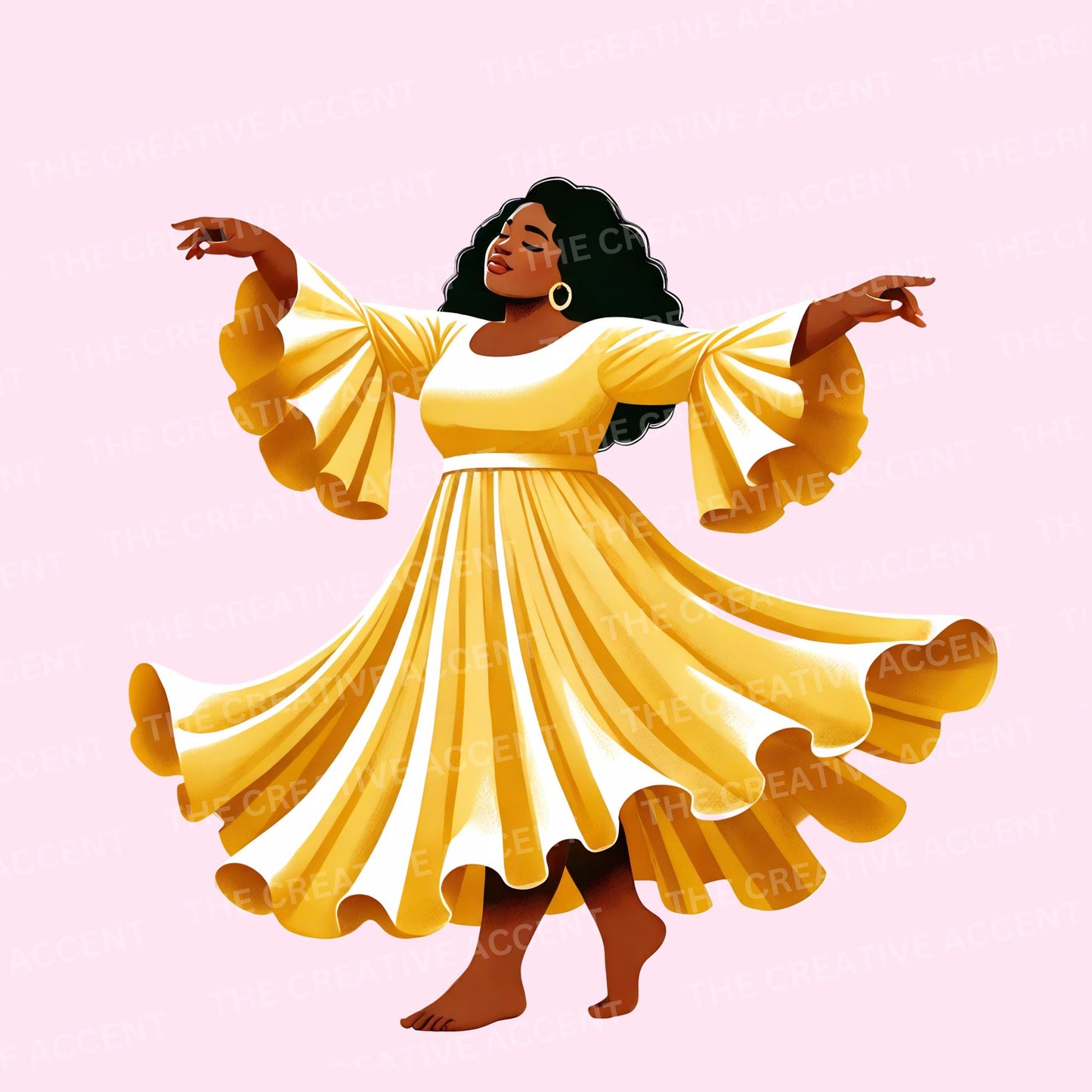 Praise Dancer Clipart, Black Women Gospel Dancing, Liturgical Dance, Church Performance Images for Flyer, Faith Praying Cartoon, Girl Show