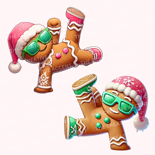 Cool Gingerbread Man Clipart, Funny Holiday Christmas Images Bundle, Kids Xmas, Baking Season Ginger Cartoon Illustration