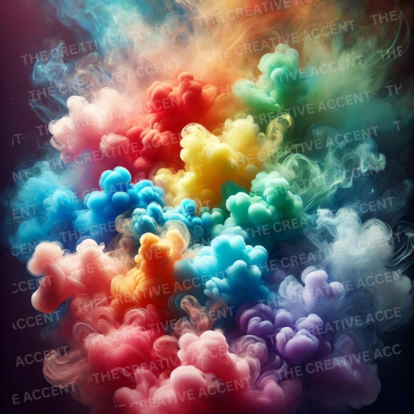 Colorful Smoke Background, 1 PNG, Rainbow Digital Fume Backdrop, Paper Clouds, LGBTQ Background Smoke Bomb, Fog Party Mist Gas, NOT Seamless
