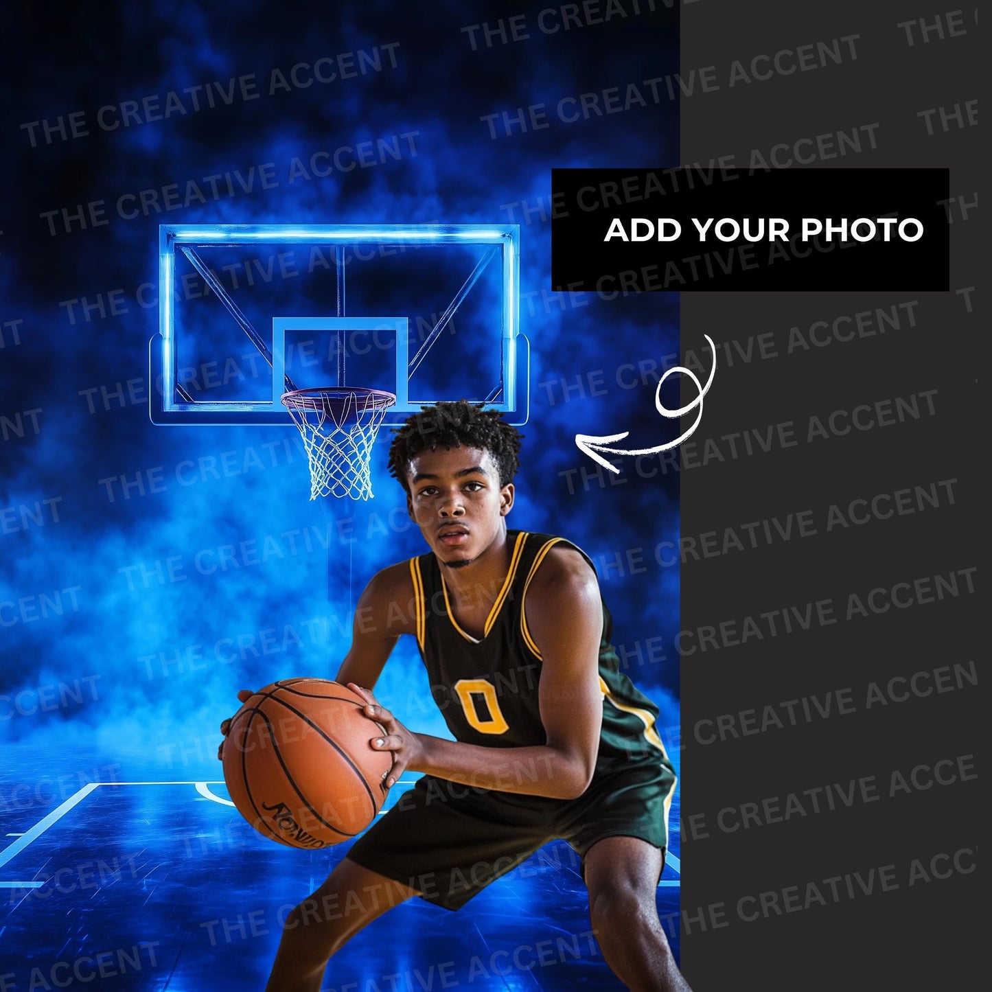 Royal Blue Basketball Digital Background, 1, Sports Backdrop Photography, Team Tryouts Flyer, Explosion Smoke Bomb, Senior Portrait Photo