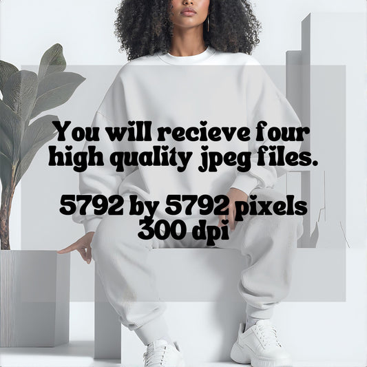 White Sweatshirt Mockup Pack, 4 JPEG, General Crewneck Sweater, Ai, Black Girl Woman Hispanic Mixed Model, Print on Demand Blank, Add Design
