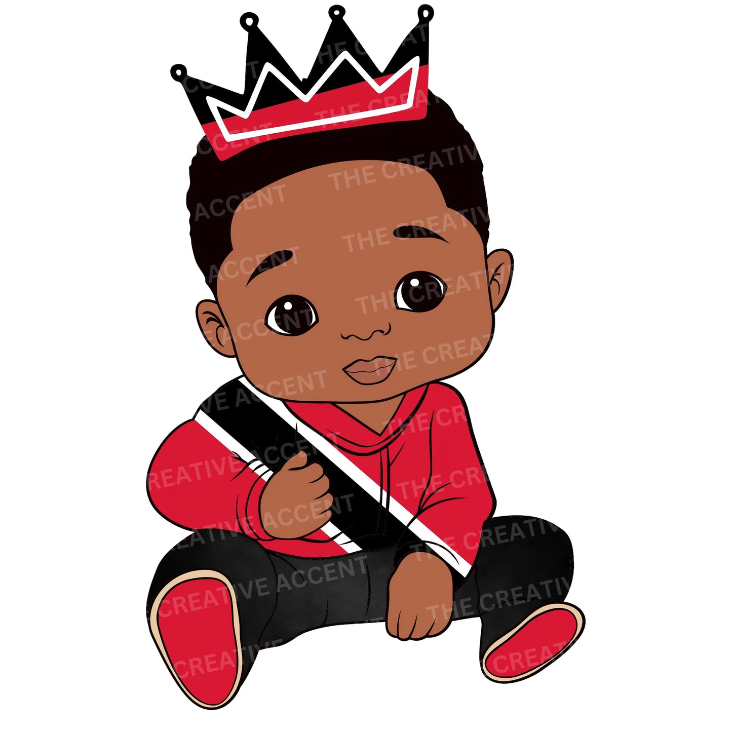 Trinidad and Tobago Kids Clipart, 4 PNG, Trinidadian Baby Boy and Girl