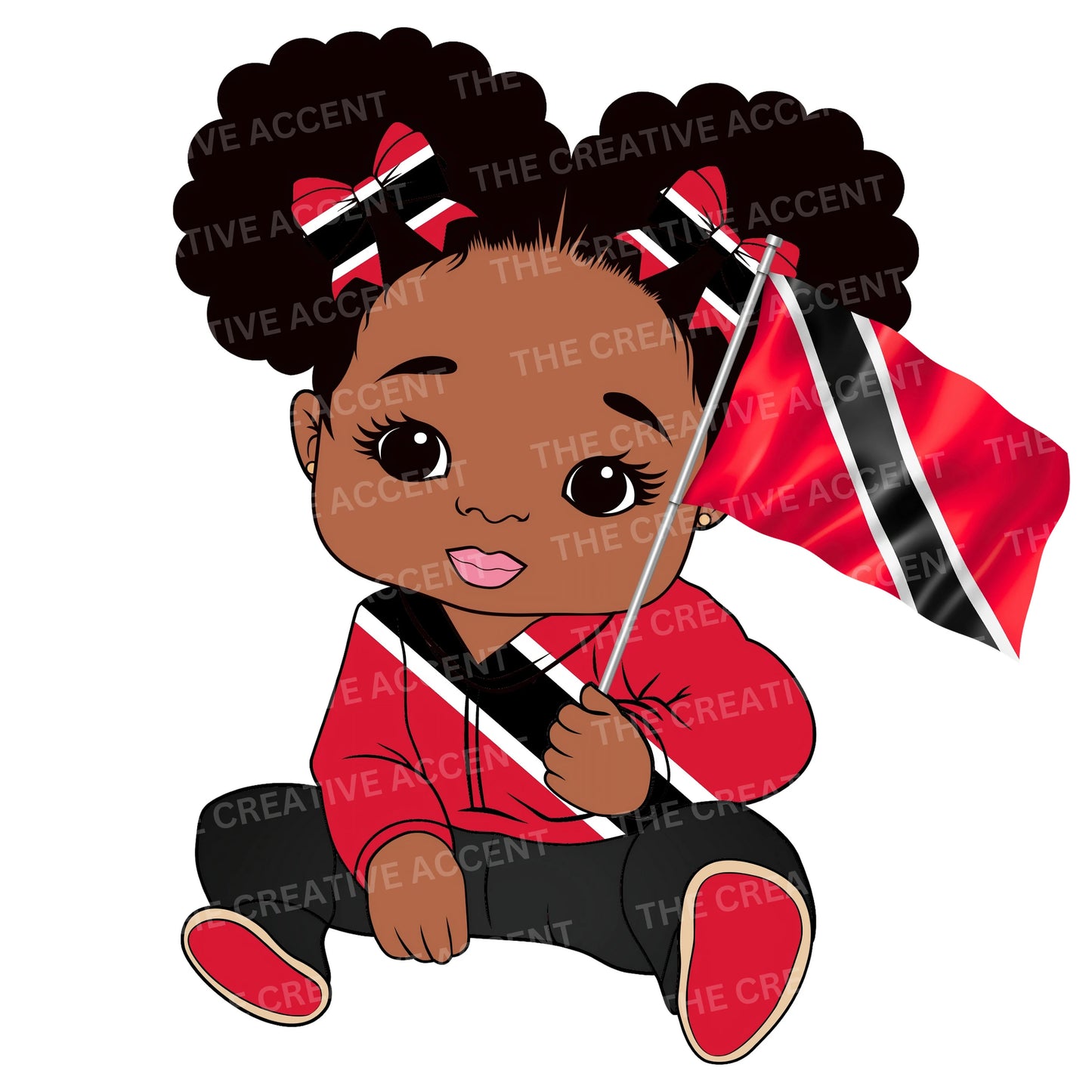 Trinidad and Tobago Kids Clipart, 4 PNG, Trinidadian Baby Boy and Girl