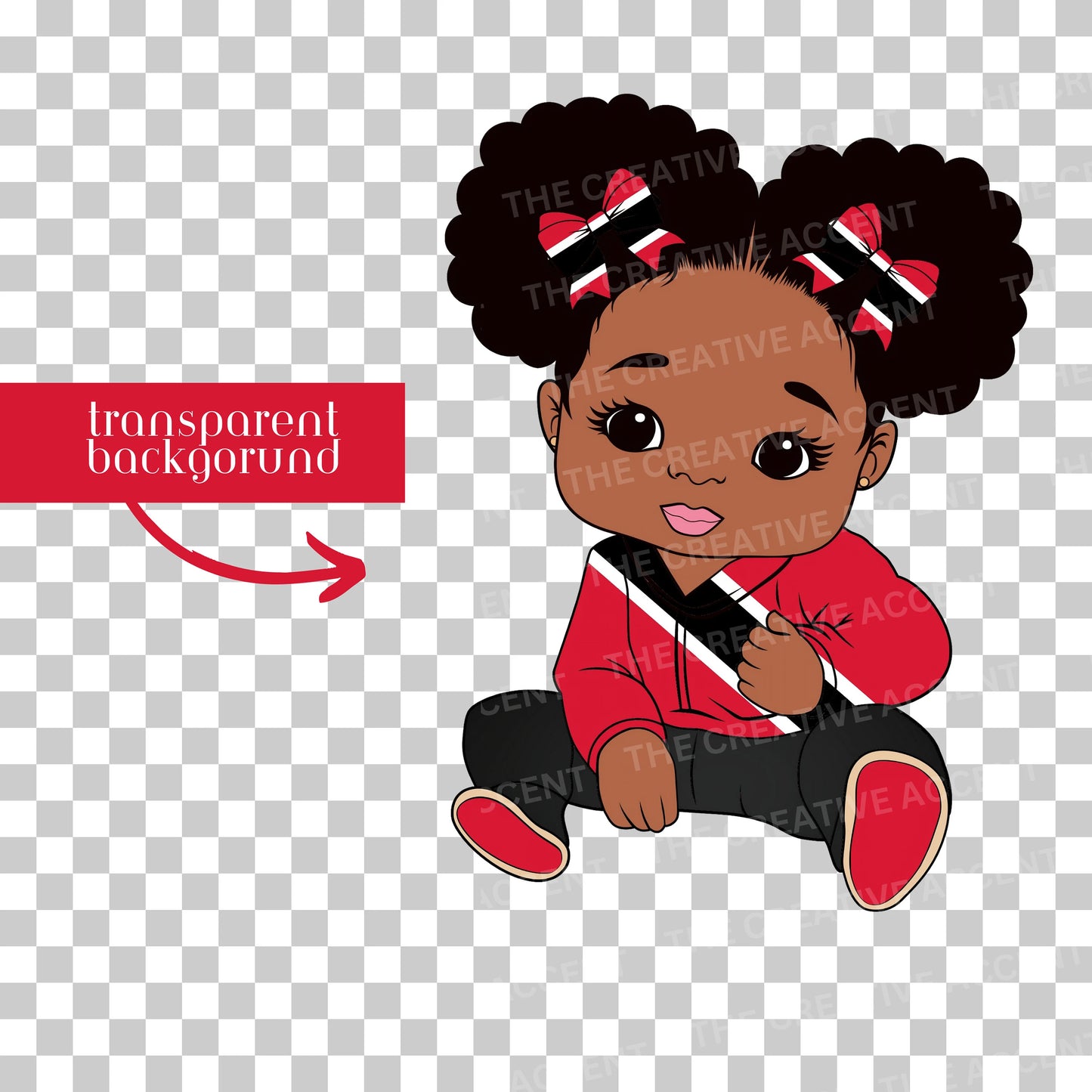 Trinidad and Tobago Kids Clipart, 4 PNG, Trinidadian Baby Boy and Girl
